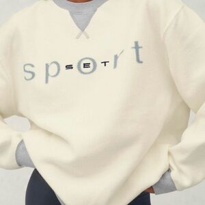 SET Active Cream Crewneck Sweatshirt with Light Blue 'sport' Graphic